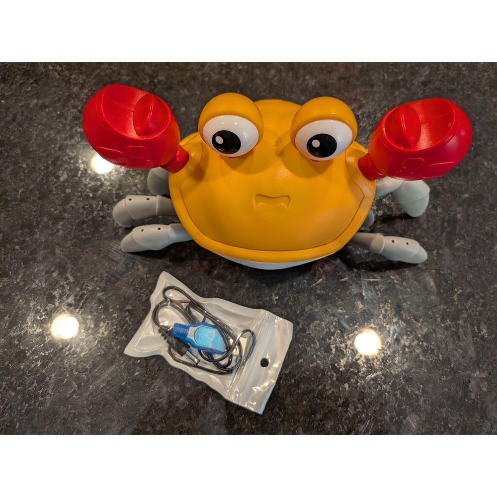 Crawling Crab Baby Toy with Music and Lights USB Rechargeable Yellow Red